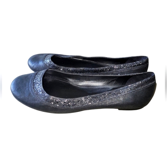 Gianni Bini Black Rhinestone Detail Women's Leather Ballet Flats Sz 8 1/2 M - Picture 3 of 8